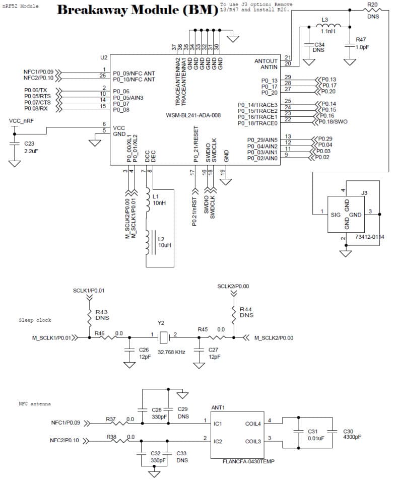 MBN52832, Reference Design for WSM-BL241-ADA-008 BLE Module