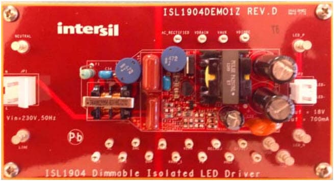 ISL1904DEMO1Z, Demonstration Board for ISL1904 Dimmable Isolated LED Driver