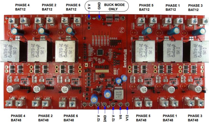 ISL78226EVKIT1Z, Evaluation Board based on ISL78226 PWM Controller in Buck Boost Operations