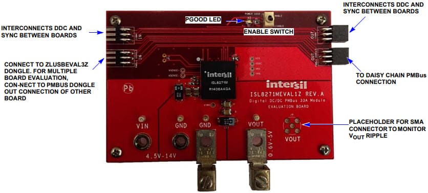 ISL8271MEVAL1Z, Evaluation Board for ISL8271M 33A Step-Down DC/DC Power Supply Module