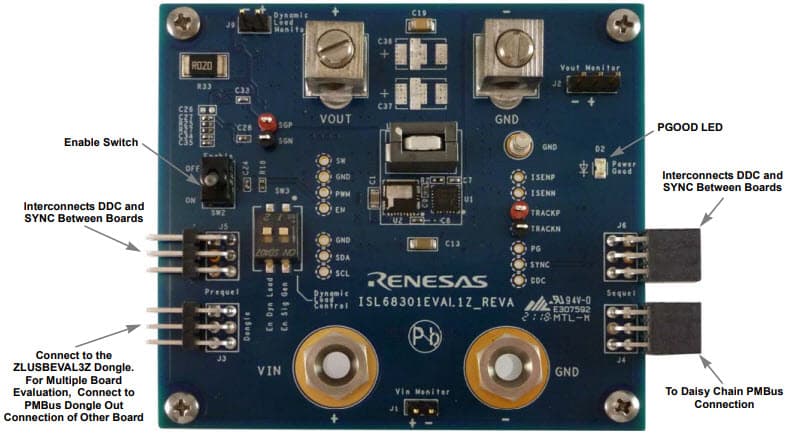 ISL68301EVAL1Z, Evaluation Board for ISL68301 DC/DC Controller