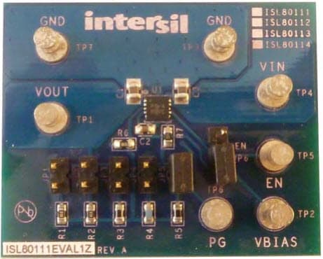 ISL80113EVAL1Z, 3A, Split Supply LDO Evaluation Board based on ISL80113