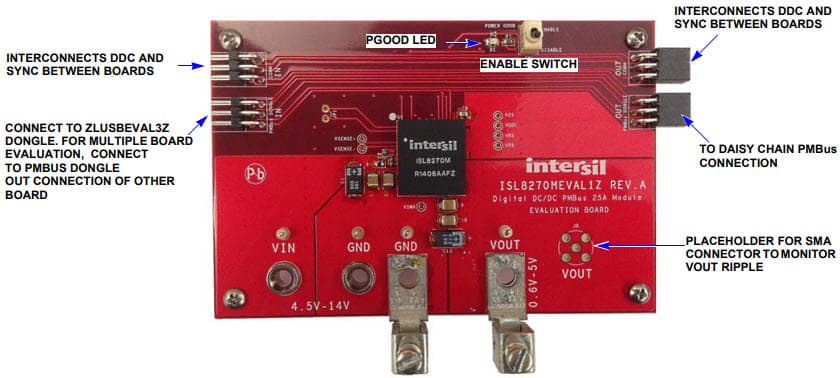 ISL8270MEVAL1Z, Evaluation Board for ISL8270M 25A Step-Down DC/DC Power Supply Module