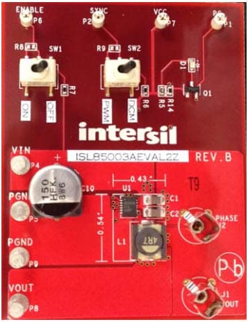 ISL85003EVAL2Z, Evaluation Board for ISL85003 3A High Efficiency Synchronous Buck Regulator