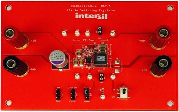 ISL85009EVAL1Z, Evaluation Board for ISL85009 9A, 3.8V to 18V Input, Synchronous Buck Regulator