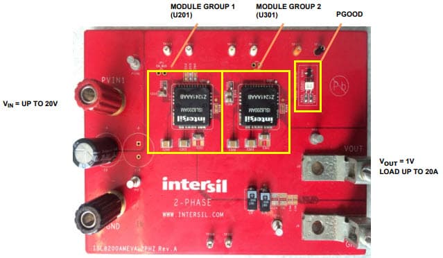 ISL8200AMEVAL2PHZ, Evaluation Board for ISL8200AM 10A Step-Down Current Module