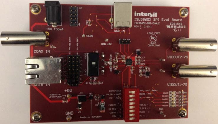 ISL59605-SPI-EVALZ, Evaluation Board for ISL59605 MegaQ Automatic Composite Video Equalizer