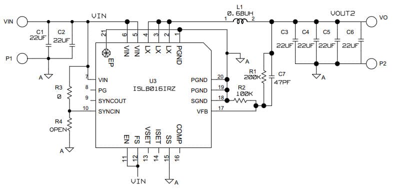 ISL8016EVAL2Z, 6A Low Quiescent Evaluation Board for ISL8016 High Efficiency Synchronous Buck Regulator