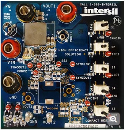 ISL8016CIR1EVAL1Z, 6A Low Quiescent Current Evaluation Board for ISL8016 High Efficiency Synchronous Buck Regulator