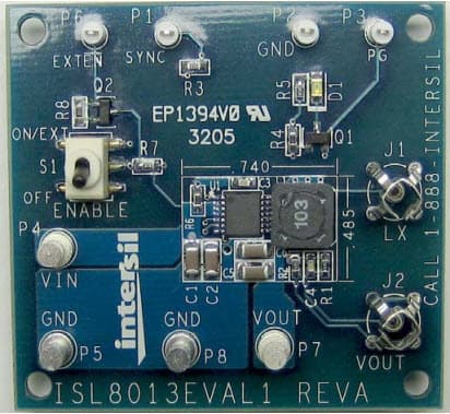 ISL8013EVAL1, Monolithic DC/DC Evaluation Board based on ISL8013 Buck Converter