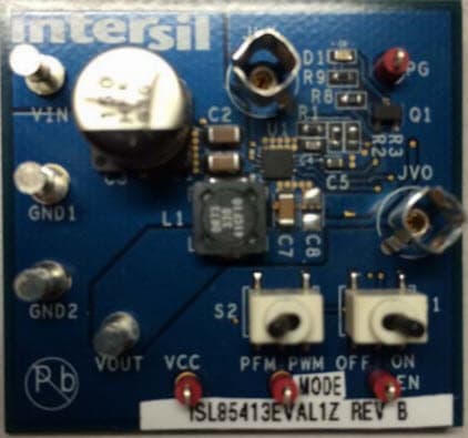 ISL85413EVAL1Z, Wide VIN 300mA Out Synchronous Buck Regulator Evaluation Board based on ISL85413