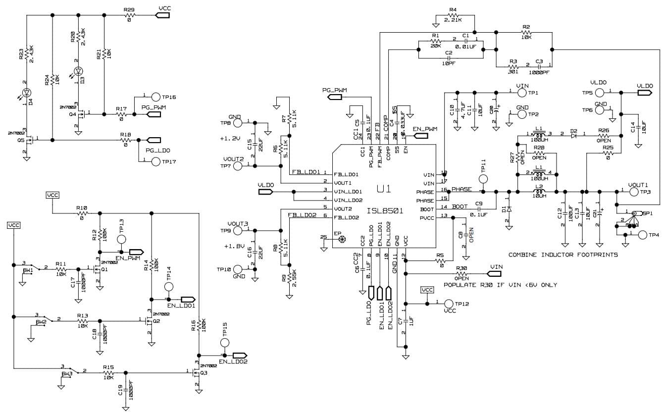 ISL8501EVAL1Z, Evaluation Board for ISL8501 1A Buck Regulator with Integrated MOSFETs