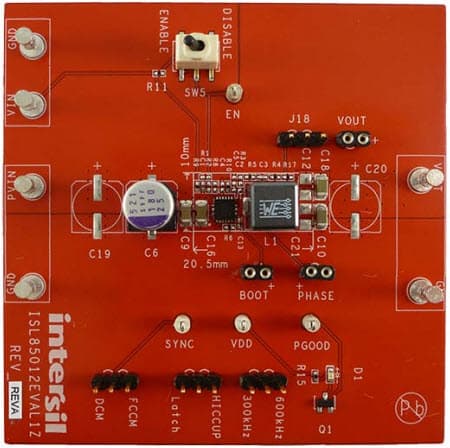 ISL85012EVAL1Z, Evaluation Board for ISL85012 12A, 3.8V to 18V Input, Synchronous Buck Regulator