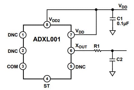 EVAL-ADXL001-500Z, Evaluation Board for ADXL001 High Performance, Wide Bandwidth Accelerometer