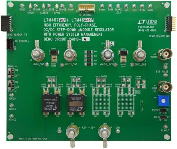 DC2481B-A, Demo Board Using LTM4677EY, LTM4650 Step-Down Regulators with PMBus Power System Management LTM4677 + LTM4650, 86A