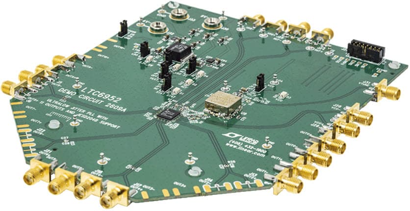 DC2609A, Demo Board Using LTC6952 Ultralow Jitter, 4.5GHz PLL with 11 Outputs and JESD204B Support