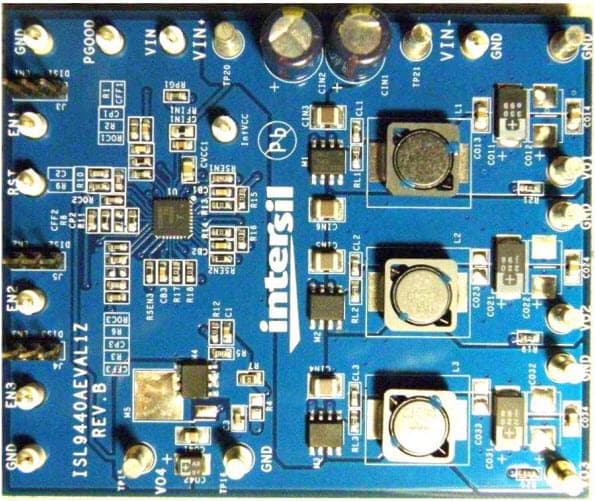 ISL9440AEVAL1Z, Evaluation Board for ISL9440A Triple PWM Step-Down Synchronous Buck Controller and One LDO