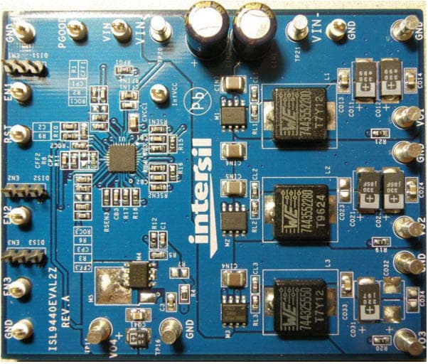 ISL9440EVAL2Z, Evaluation Board for ISL9440 Triple PWM Step-Down Synchronous Buck Controller and One LDO