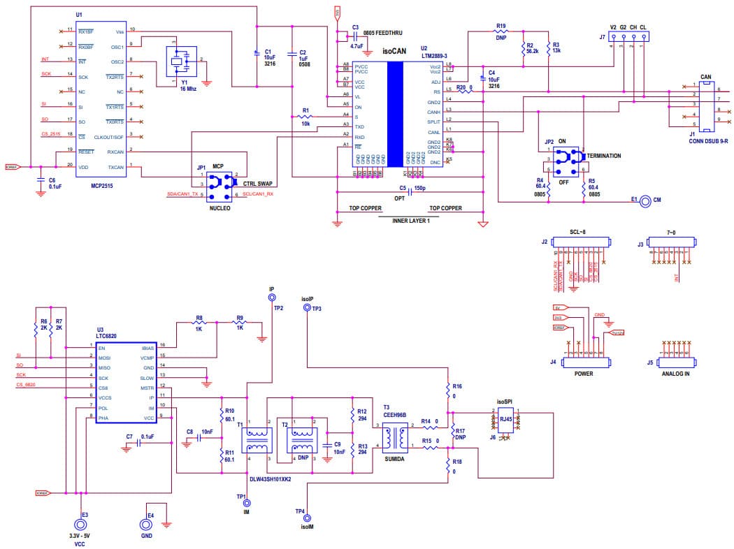 DC2617A, Demo Board Using LTC6820 isoSPI/Isolated CAN Arduino Shield