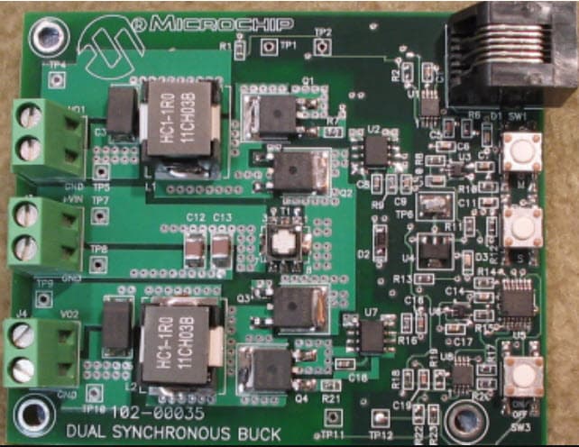 MCP1630RD-DDBK1, MCP1630 +12V In Dual Output Buck Converter Reference Design