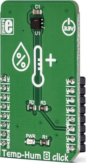 MIKROE-3263, Temp&Hum 8 Click Board is based on SHT21 Humidity and Temperature Digital Sensor