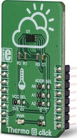 MIKROE-3290, Thermo 8 Click Board based on MCP9808 Digital Temperature Sensor