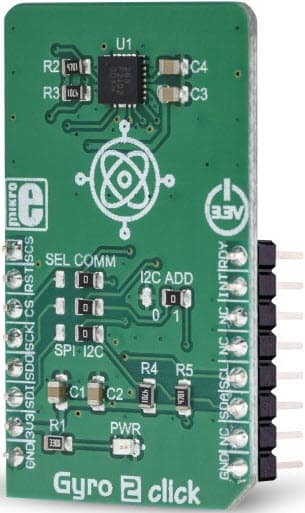 MIKROE-3300, Gyro 2 Click Board based on FXAS21002C 3-Axis Digital Angular Rate Sensor