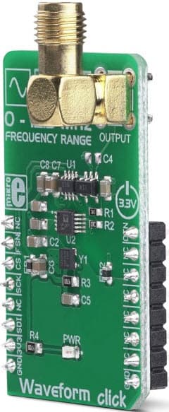 MIKROE-3309, Waveform Click Board based on AD9833 Low-Power, Programmable Waveform Generator