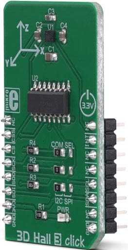 MIKROE-3310, 3D Hall 3 Click Board based on LIS2MDL Low Power 3D Magnetic Sensor