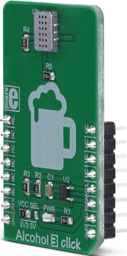 MIKROE-3318, Alcohol 3 Click Gas Sensor Click Board based on MiCS-5524 a Compact Metal Oxide (MOS) Sensor