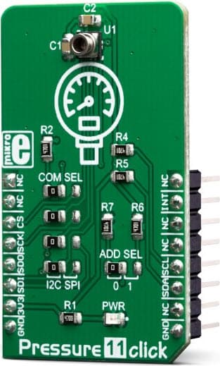 MIKROE-3411, Pressure 11 Click Board for LPS33HW Absolute Piezoresistive Pressure Sensor