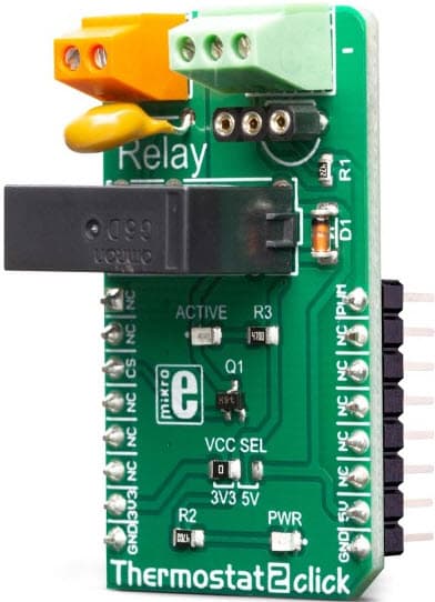 MIKROE-3415, Thermostat 2 Click Board based on DS1820 Temperature Sensor