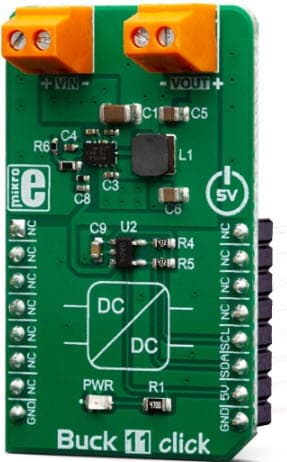 MIKROE-3438, Buck 11 Click Board for LMR36015 3.3V High-Efficiency Step-Down Converter