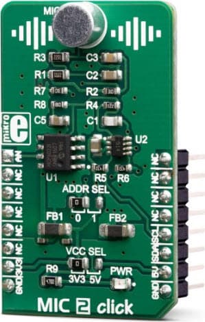 MIKROE-3445, MIC 2 Click Board for MCP6022 Dual, Rail-to-Rail, Low Noise Operational Amplifier