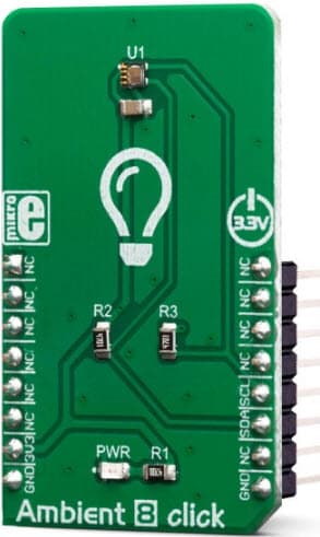 MIKROE-3452, Ambient 8 Click Board for LTR-329ALS-01 High Accuracy Ambient Light Sensor (ALS) with I2C Interface