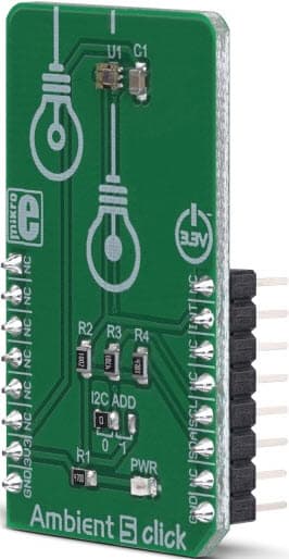 MIKROE-3320, Ambient 5 Click Board based on VEML6030 High Accuracy Ambient Light Sensor (ALS) with I2C Interface