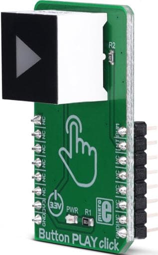 MIKROE-3327, Button PLAY Click Board based on CTHS15CIC05ARROW Capacitive Touch Sensor Display