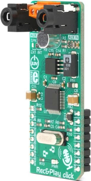 MIKROE-3345, Rec&Play Click Board for ISD3900 Multi-Message Record, Playback Device