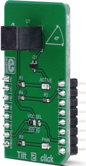 MIKROE-3343, Tilt 2 Click Board is a Tilt Sensor Switch for RB-441-45 45-degree Rolling Ball Sensor