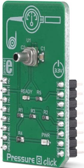 MIKROE-3338, Pressure 8 Click Board based on MPRLS0025PA00001A an Accurate Compensated Absolute Pressure Sensor