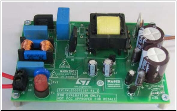 EVLHVLED007W35F, 35W LED Driver Evaluation Kit with Very Low THD, based on HVLED007 Transition Mode Flyback Controller