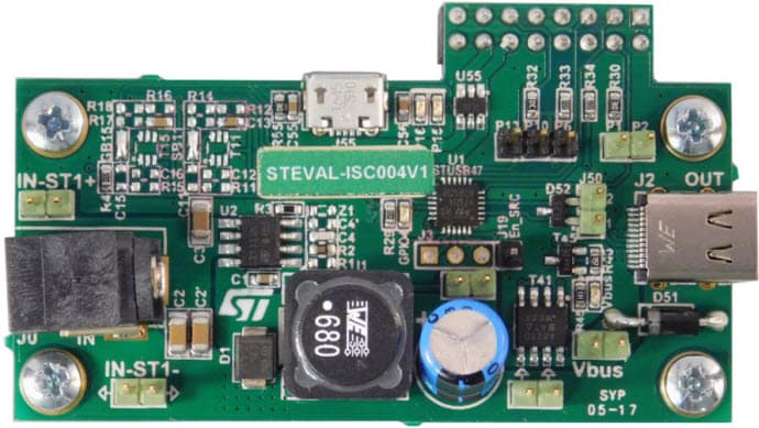 STEVAL-ISC004V1, STUSB4710A Evaluation Board (with on-board DC-DC)