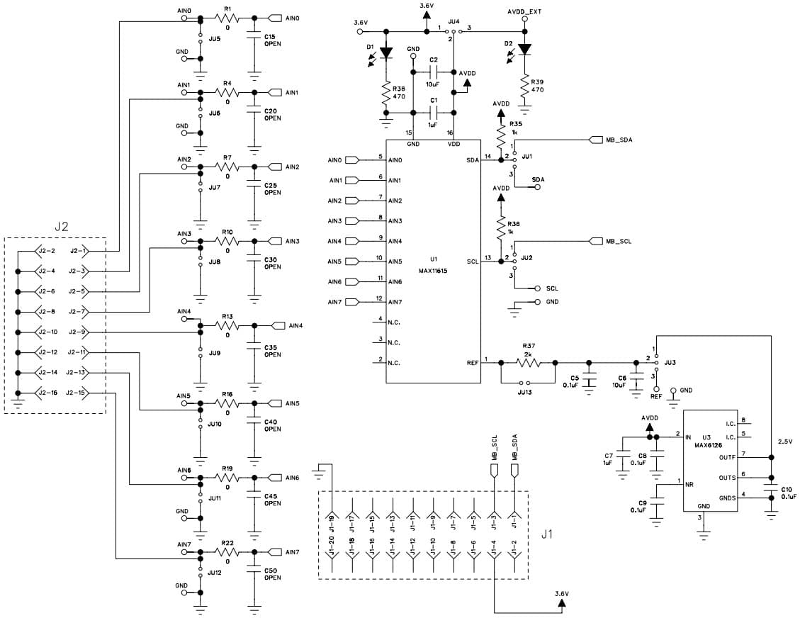 MAX11615EVSYS+, Evaluation System for the MAX11615 8-Channel, I2C, 12-Bit, Low-Power ADC