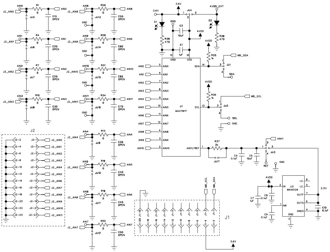 MAX11617EVSYS+, Evaluation System for the MAX11617 12-Channel, I2C, 12-Bit, Low-Power ADC