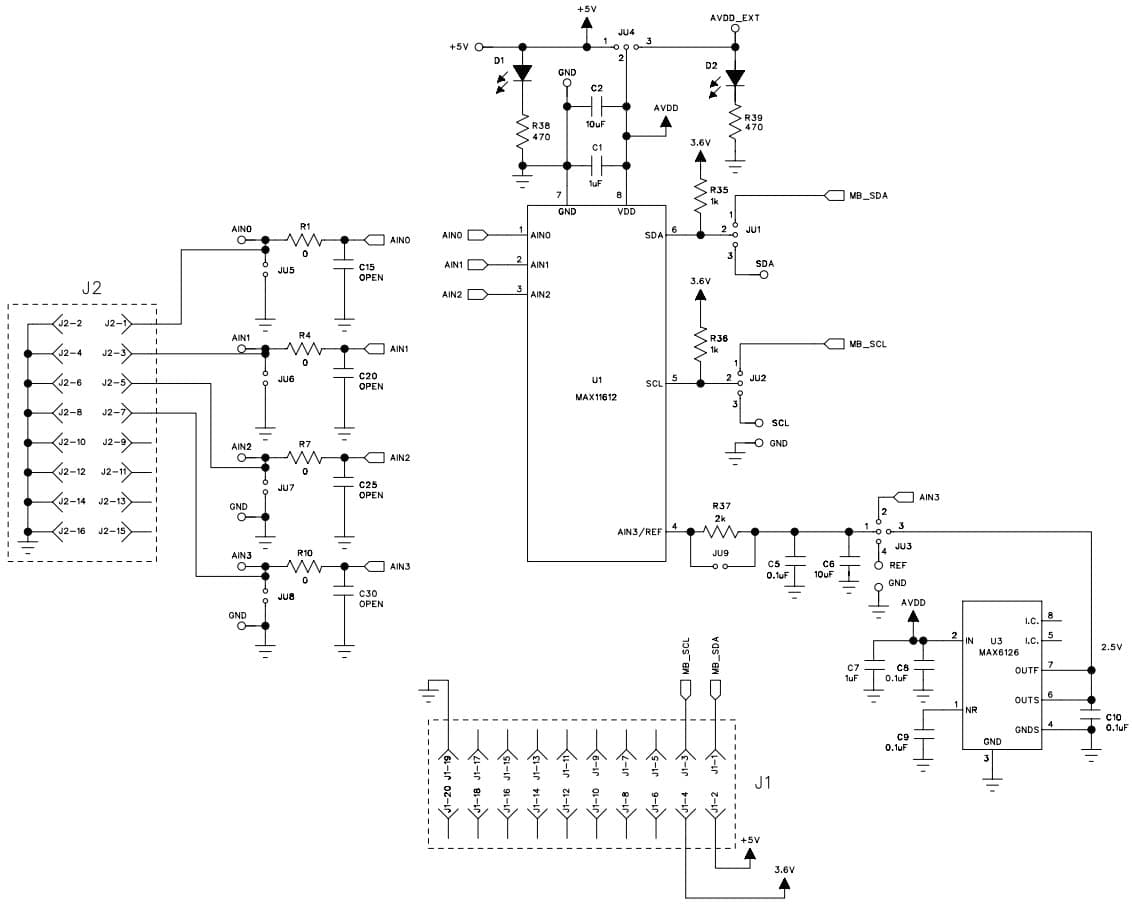 MAX11612EVSYS+, Evaluation System for the MAX11612 4-Channel, I2C, 12-Bit, Low-Power ADC