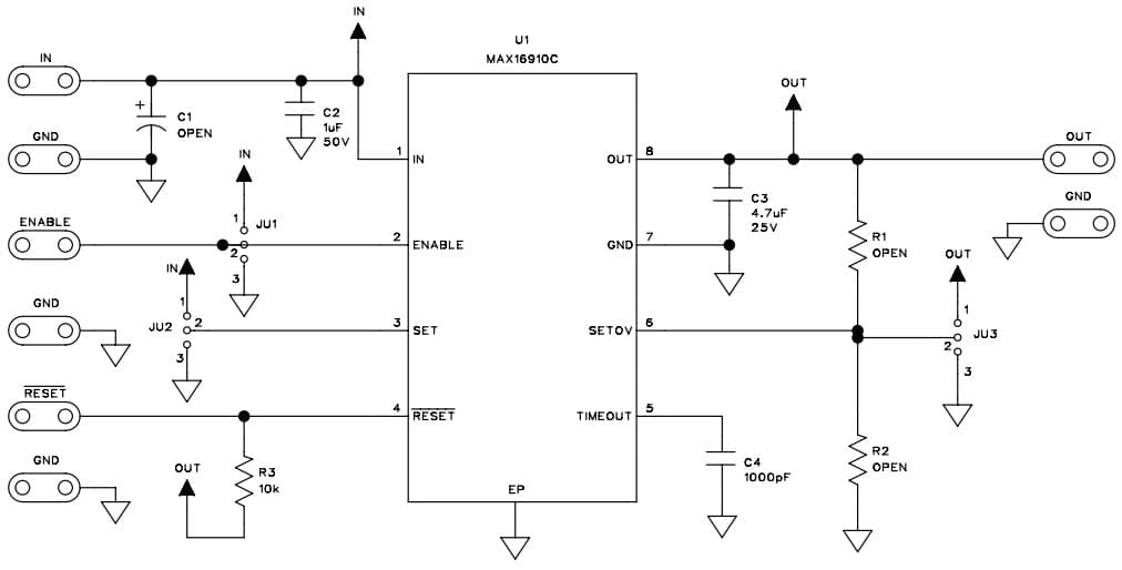 MAX16910C9EVKIT#, Evaluation Kit for the MAX16910C 200mA, Automotive, Ultra-Low Quiescent Current, Linear Regulator