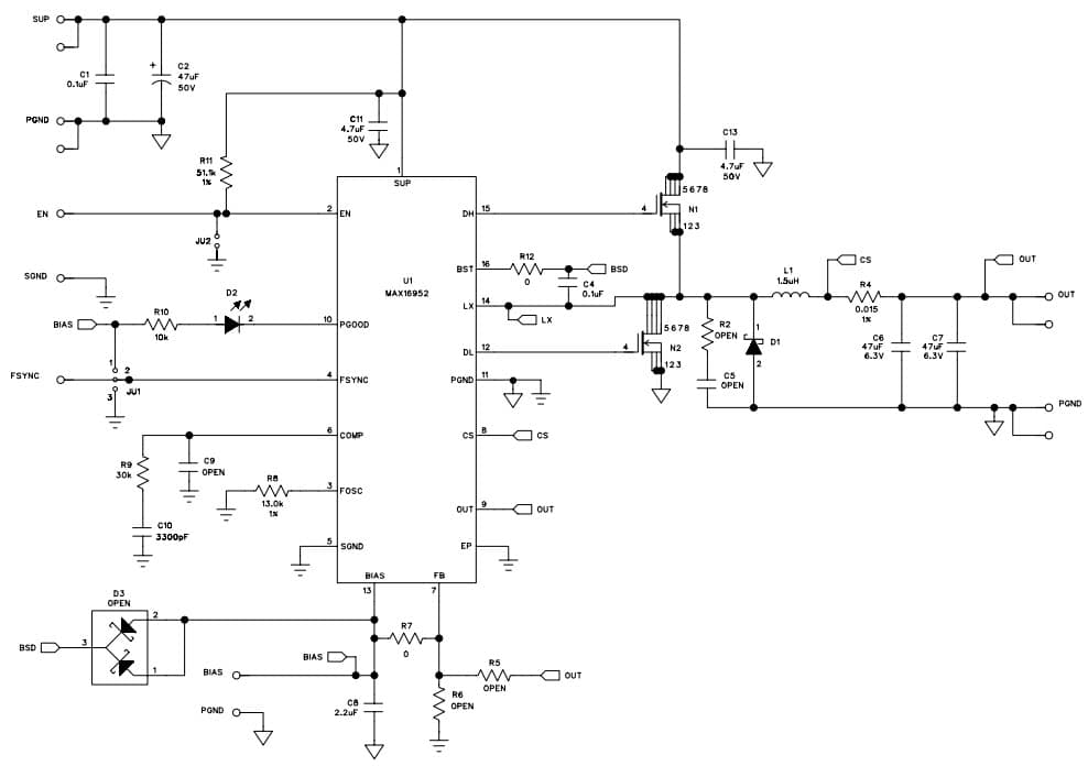 MAX16952EVKIT#, Evaluation Kit for the MAX16952 36V, 2.2MHz Step-Down Controller with Low Operating Current