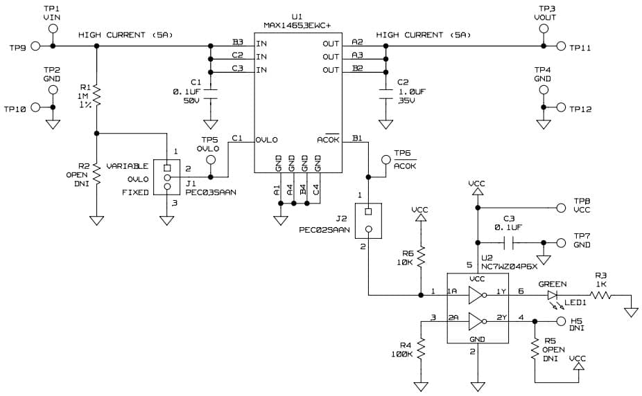 MAX14653EVKIT#, Evaluation Kit for the MAX14653 High-Current Overvoltage Protector with Adjustable OVLO