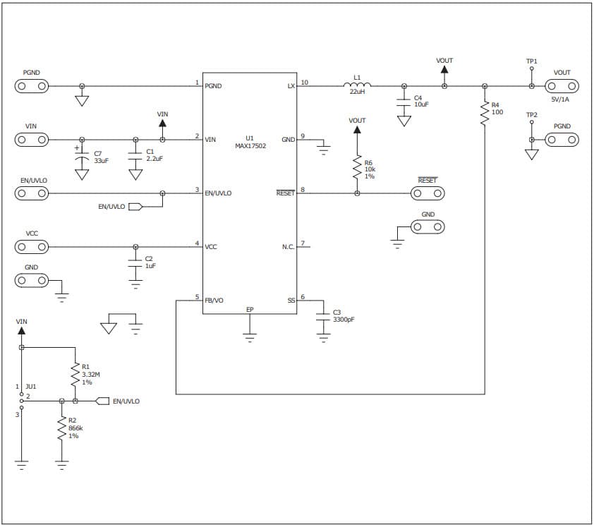 MAX17502FTEVKIT#, Evaluation Kit for MAX17502F 60V, 1A, Ultra-Small, High-Efficiency, Synchronous Step-Down DC-DC Converter