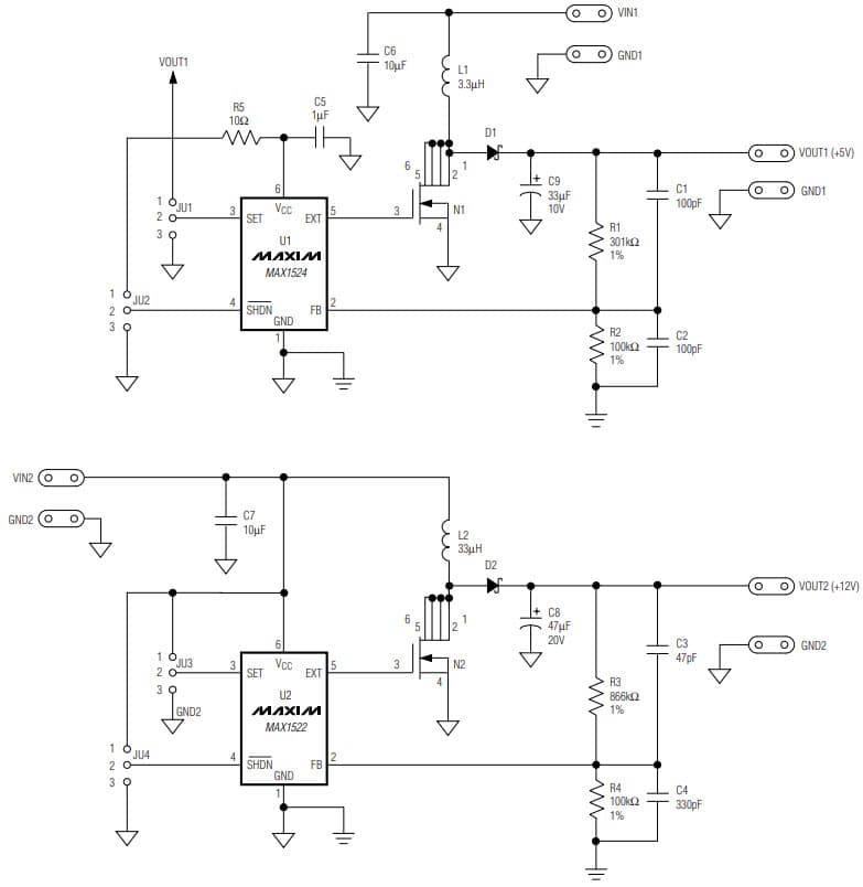 MAX1522EVKIT, Evaluation Kit for the MAX1522 Simple SOT23 Boost Controller